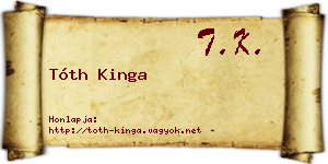 Tóth Kinga névjegykártya